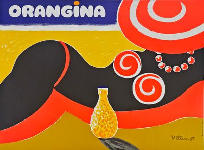 Bernard VILLEMOT (1911-1990). Affiche "Orangina". Impression sur papie