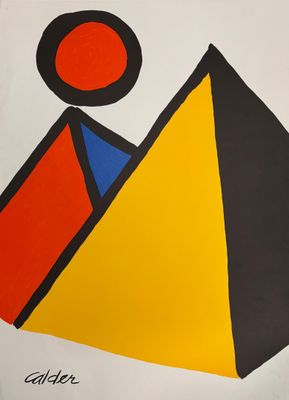 une peinture représentant une pyramide surmontée d'un soleil