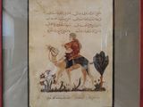 painting of a man riding a horse with a bird in his hand