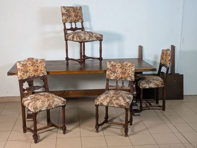 Table de salle à manger rectangulaire en chêne, pieds violon…