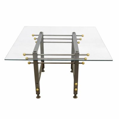 Table basse italienne en verre et métal, année 1980