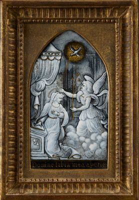 an image of a painting of angels in a gold frame