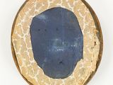 a picture of a blue and white bowl on a white surface