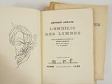 an open book with a drawing of a man ' s face on it