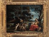 an image of a painting of a group of people in a wooded area