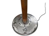 an image of a wooden table with a metal base