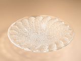 un bol en verre transparent orné d'un motif floral