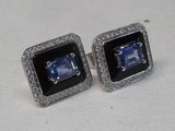 pair of blue sapphire and diamond cufflinks