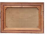 an old picture frame with a rope hanging from it ' s side
