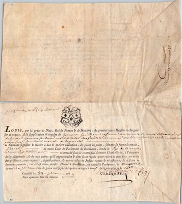 a piece of paper with a drawing of a coat of arms on it