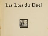 an old book with a picture of a man and a woman on it