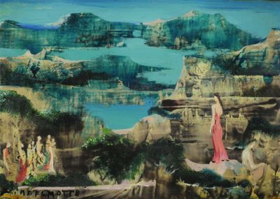 Marcel DELMOTTE (1901-1984) Jeune femme à la robe rose