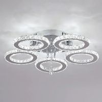1 Lustre en cristal moderne LED 5 anneaux luminaires encastr…