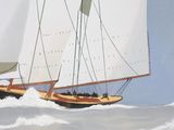 a painting of a sailboat sailing in the ocean