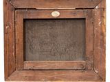 a picture of an old wooden frame with a button on it