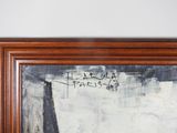 an image of a painting on a white wall with a brown frame