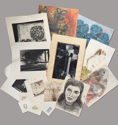 many different pictures of a woman on a table
