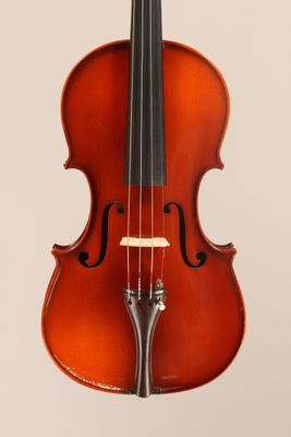 a close up of a violin on a white background