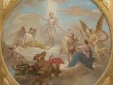 painting of a painting of angels and demons in a landscape