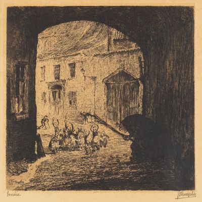 une image représentant un dessin en noir et blanc d'une scène de rue