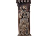 an image of a wooden statue of a woman holding a child