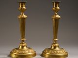 paire de chandeliers anciens en laiton
