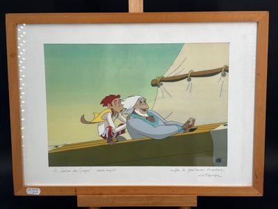 une image représentant un tableau où l'on voit un homme et une femme sur un bateau