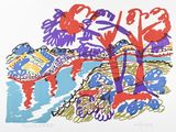une image représentant un dessin d'un homme à vélo