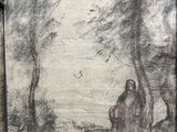 drawing of a man and a woman sitting under a tree