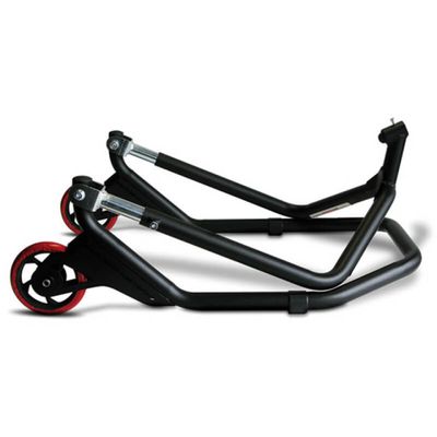 a pair of black and red scooters sitting on top of each other