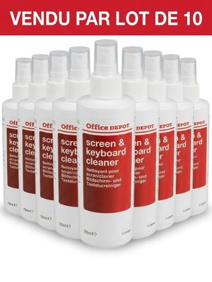 une douzaine de flacons de nettoyant et de désodorisant sur fond blanc