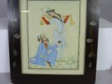 tableau représentant un homme et une femme vêtus de bleu