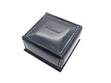 black leather box for a watch on a white background