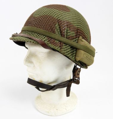 a close up of a helmet on a mannequin head