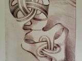 dessin au crayon représentant une paire de chaussures avec un nœud au milieu