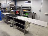 a kitchen with a lot of counter space in it