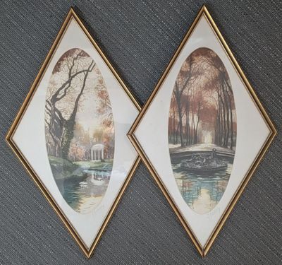 deux photos encadrées représentant un couple de canards dans un étang