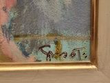 a picture of a painting of a woman in a pink dress