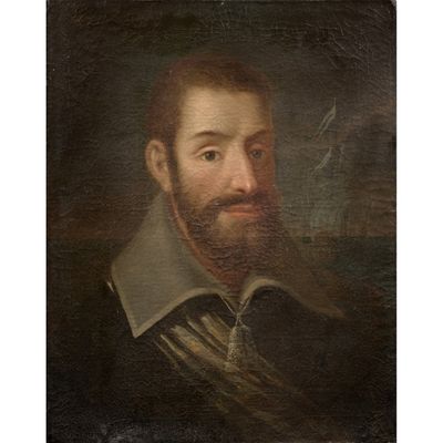 un tableau représentant un homme barbu portant un col