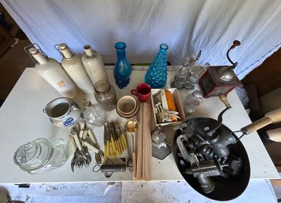a table that has a lot of different items on it