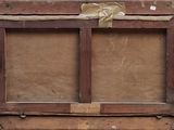 a picture of an old suitcase with a bow on top of it