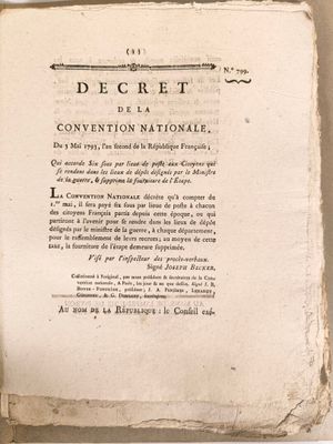 National 1793. Ensemble de documents imprimés, décrets, lois…