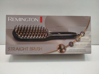 packaging of remington straight brush in a box on a white surface