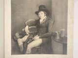 une photo en noir et blanc d'un homme assis sur une chaise