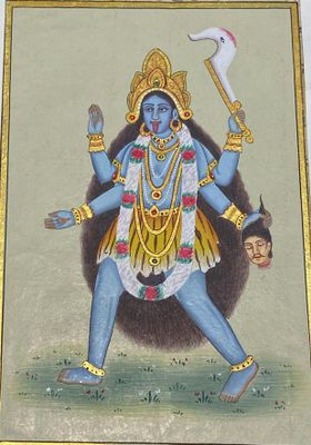 a picture of a painting of a hindu god on a wall