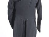 an image of a black coat on a mannequin stand
