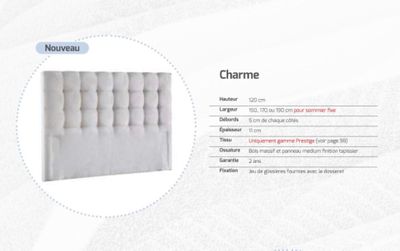 Tête de lit dosseret CHARME 150 nuage gris ALPAGA - Produit …