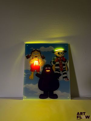 Enseigne néon sur plexiglass Mcdonald - personnages Happy Me…