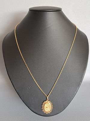 Médaillon en or 18K 750 millièmes à décor d'une fleur et ajo… - Photo 1