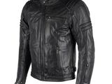 a black leather jacket on a white background